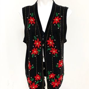 Victoria Jones Brown Christmas Themed Sweater Vest